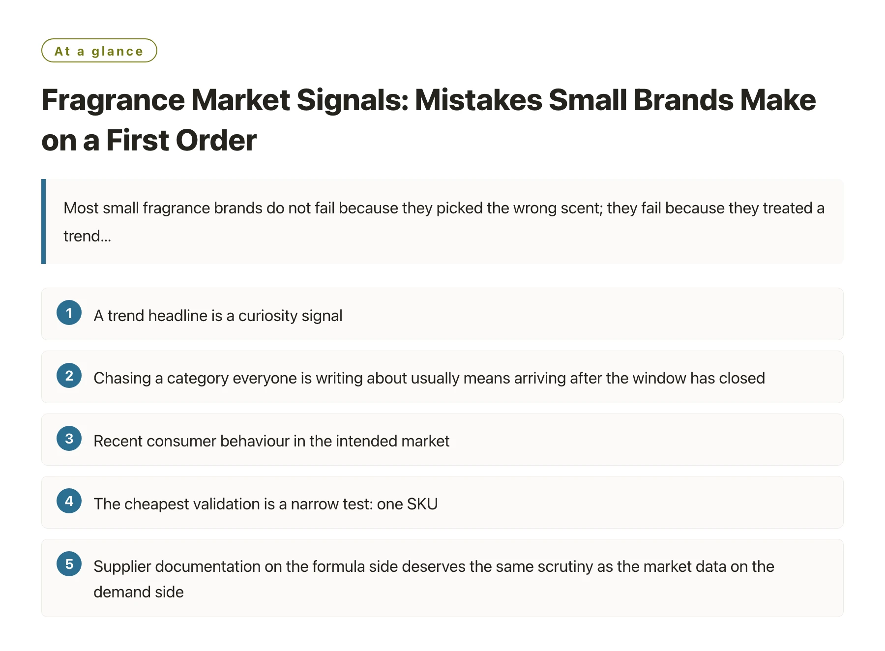 Fragrance Market Signals: Mistakes Small Brands Make on a First Order——全文要点速览
